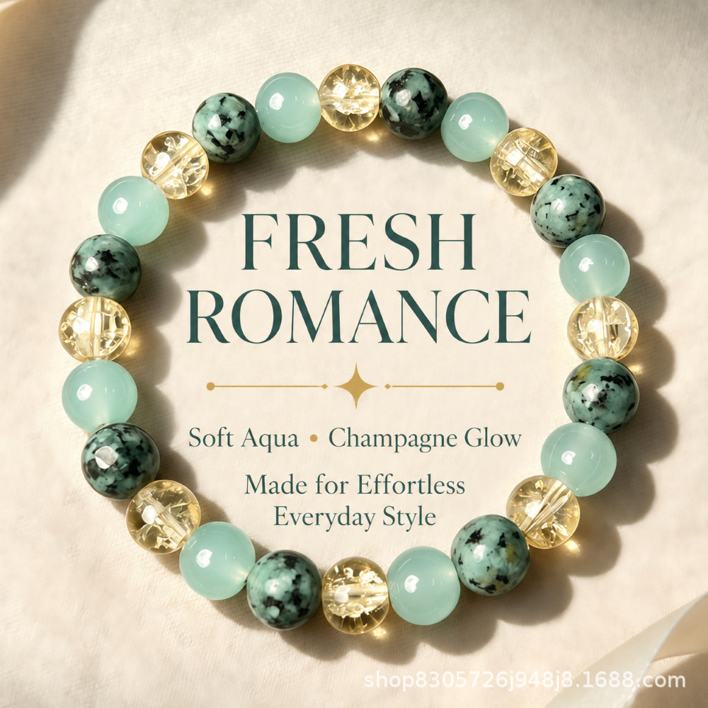 African pine green glass color-blocked bracelet, European and American elastic bracelet, Temu, Xiyin, TK, Amazon cross-border wholesale in stock