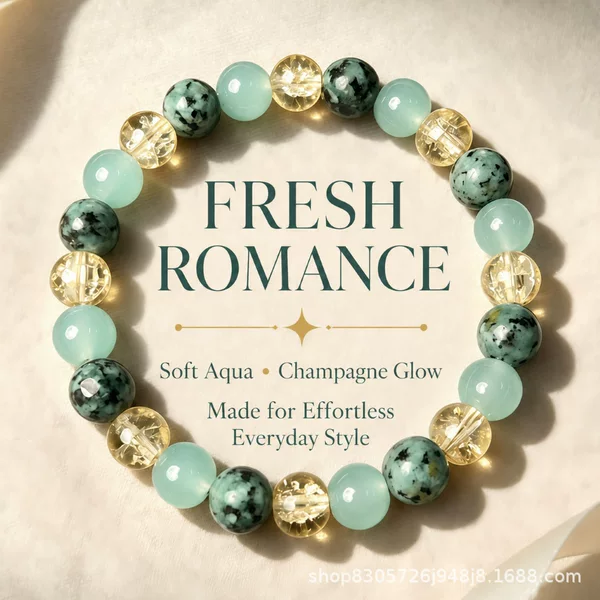 African pine green glass color-blocked bracelet, European and American elastic bracelet, Temu, Xiyin, TK, Amazon cross-border wholesale in stock