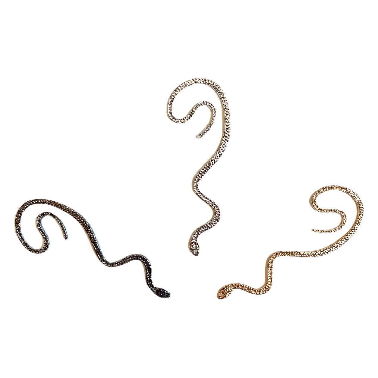 Cross-border European and American Style Retro Personalized Exaggerated Earrings Punk Integrated Curved Snake-shaped Ear Hanging Ear Bone Clip for Women