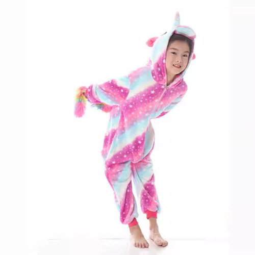 Children's Mixed Batch Cartoon Animal One-Piece Pajamas Rainbow Pegasus Fleece Lion Cute Long Sleeve Homecoming Wear Wholesale