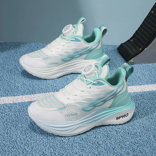 Children's running shoes, featuring a breathable mesh upper, ultra-lightweight design, soft sole for comfort, and a casual, fashionable style with a rotating buckle. Suitable for students, both boys and girls