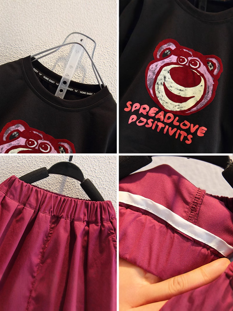 7974 Traje de manga corta de verano para niños 2025 Nuevo estilo para niños Bebé deportivo de estilo occidental Juego de dos piezas