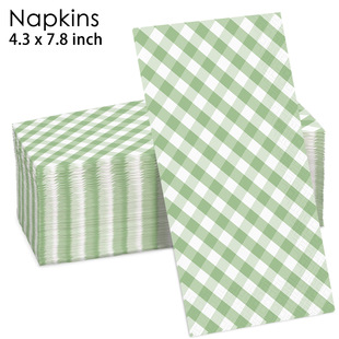 Jiuyi New Product in Stock Valentine's Day Theme Party Commercial Sage Green Diagonal Plaid Disposable Printed Handkerchief Paper