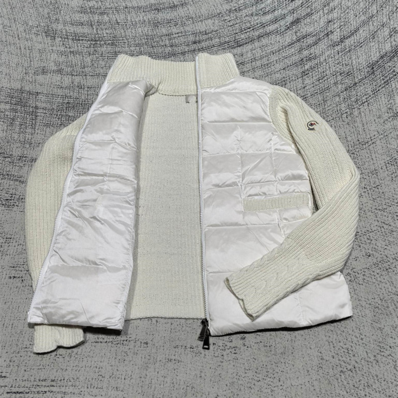 高品原标蒙家徽章刺绣LOGO针织袖拼接90白鸭绒轻薄立领羽绒服女装|undefined