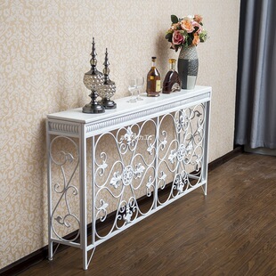 Nordic Wrought Iron European-Style Apartment Decoration Narrow Entryway Cabinet American-Style Wall-Mounted Side Table with Radiator Cover