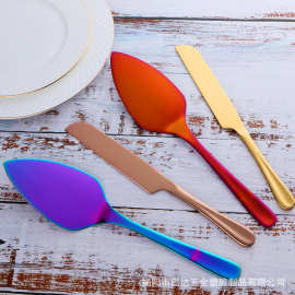 304不锈钢蛋糕铲莲花铲服务刀套装家用镀钛彩色厨房烘焙小工具