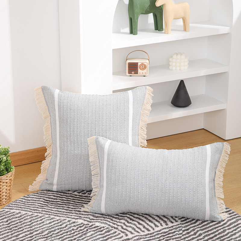 Cross-border Nordic simple pillow office spun yarn pillowcase waist pillow living room bedroom cushion pillow manufacturers wholesale