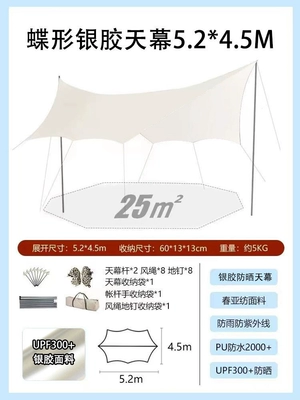 Rain Shelter Uv-Resistant Silver-Coated — Avtomobil yan çətirləri - 5245-octagonal-silver-coated-sunscreen-canopy-heightened-version-see-description-for-dimensions