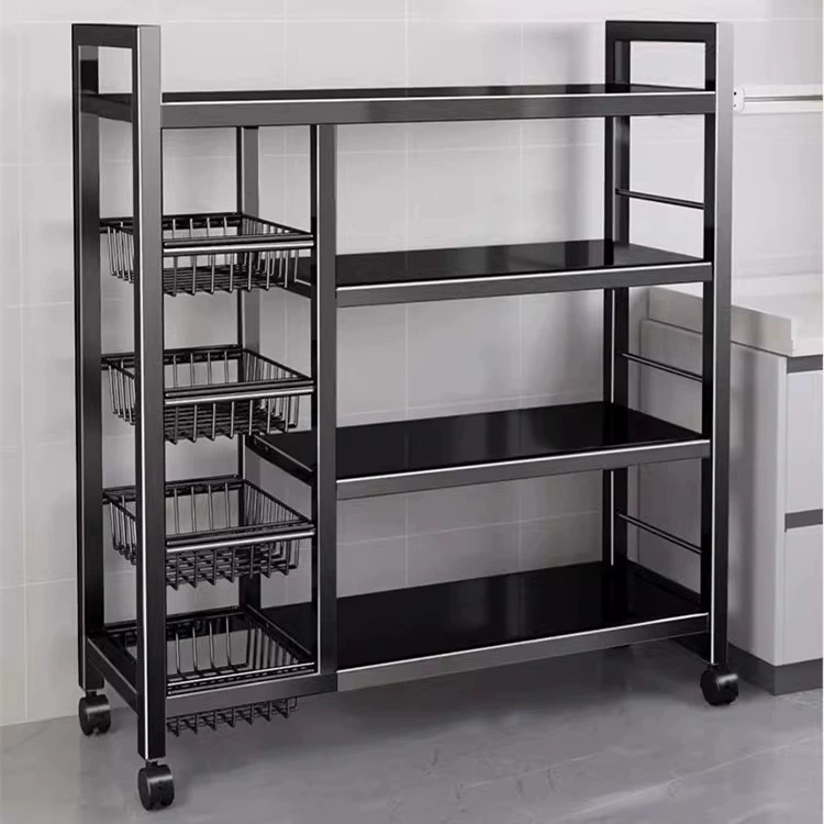 Кухонная полка для хранения, напольная многослойная полка для приправ для овощей, многофункциональный шкаф для хранения, стеллаж для хранения микроволновой печи