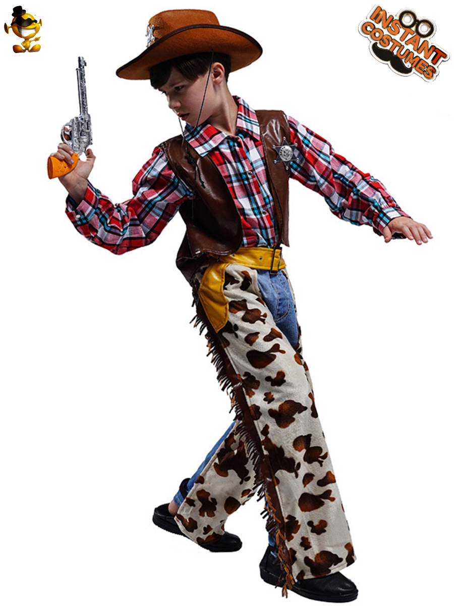 Traje de mezclilla occidental del muchacho traje de la etapa de la mascarada traje de rendimiento traje de juego de rol ropa de fiesta