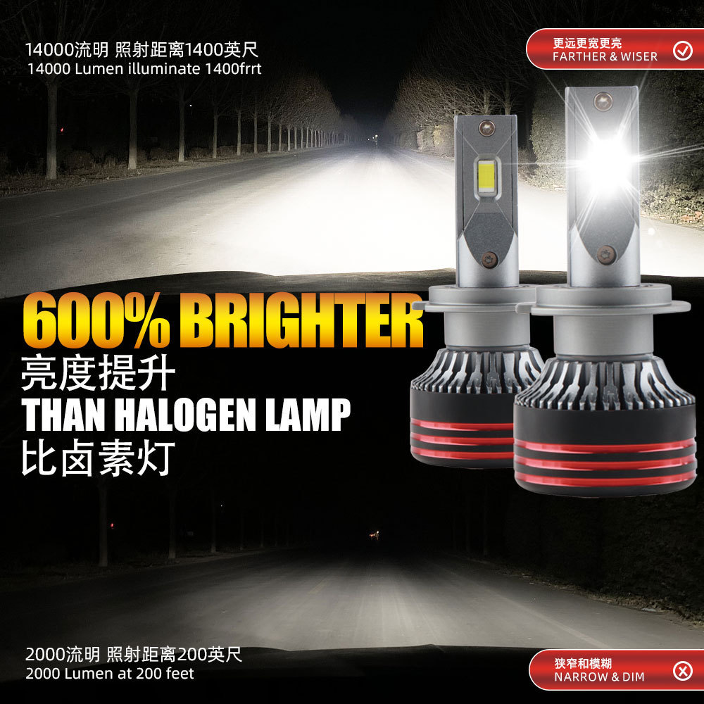 Faro LED para coche H7 modificado a H11, súper brillante 9005, luz potente H4, luz alta y baja, LED de alta potencia de 120W