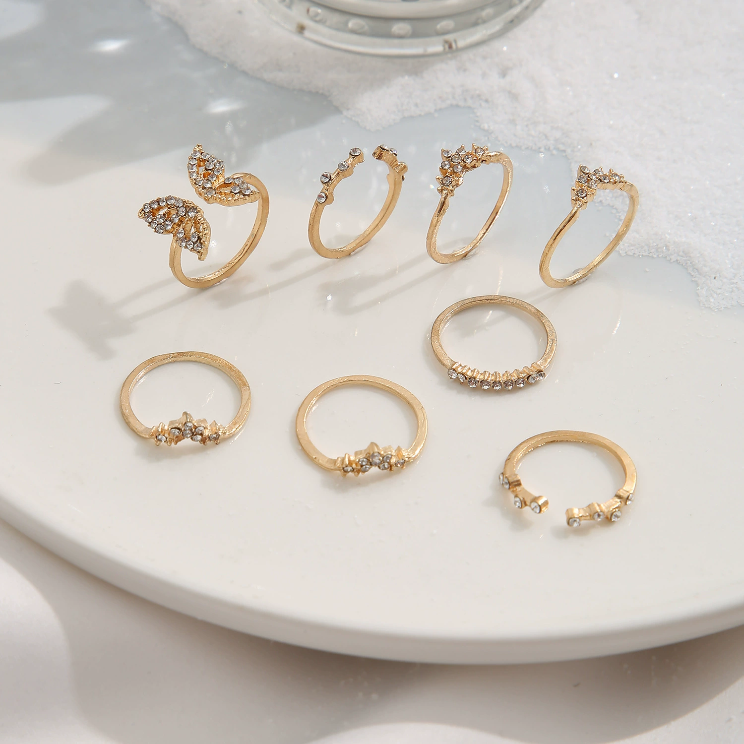 Ring multi-joint set, European style, metal adjustable stackable rings, assorted designs
