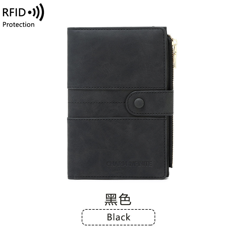 国境を越えた新しい盗難防止 RFID パスポート ホルダー ジッパー バックル パスポート ケース ドキュメント ホルダー 多機能旅行パスポート バッグ|undefined
