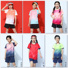 儿童乒乓球训练服男女童网球服夏季羽毛球运动服印制跳绳衣服套装