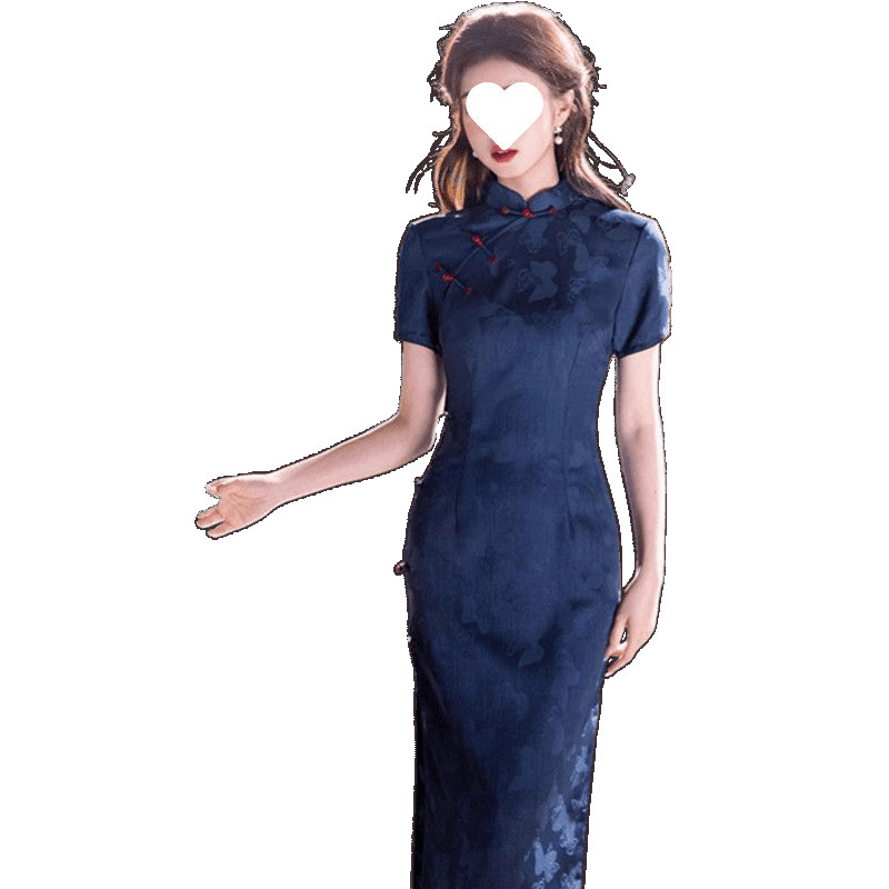 Elegant summer denim retro cheongsam