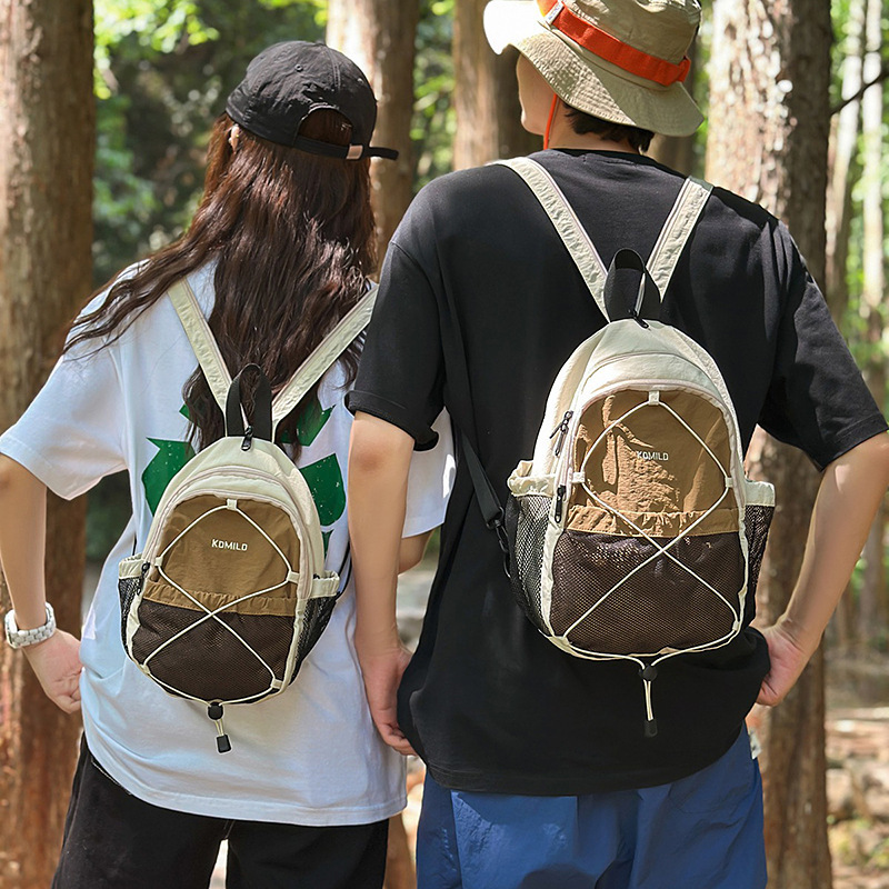 日系复古迷你双肩包女学生户外登山小背包轻便男高中生多功能胸包|undefined