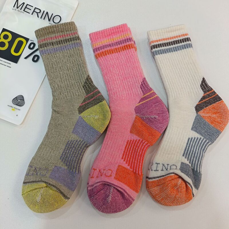 80% Merino Wool Socks Thickeneded Warm Mid-Calf Socks Non-Slip Anti-Odor Terry Socks Outdoor Sports Mountaineering and Skiing
