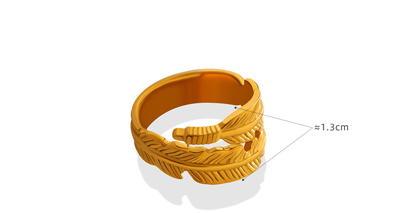 7g Weight Vacuum Plating Gold Plating Process Wholesale Jewelry Fashion Feather 304 Stainless Steel No Inlaid 18K Gold Plated Plating Rings