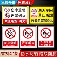 严禁烟火警示牌车间仓库重地闲人免进禁止吸烟标识牌安全生产消防