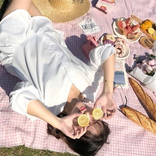 Spring and Autumn Plaid Picnic Cloth Girl's Heart Outing Cotton and Linen Stall Mat Picnic Photo Net Red Picnic Mat Wholesale