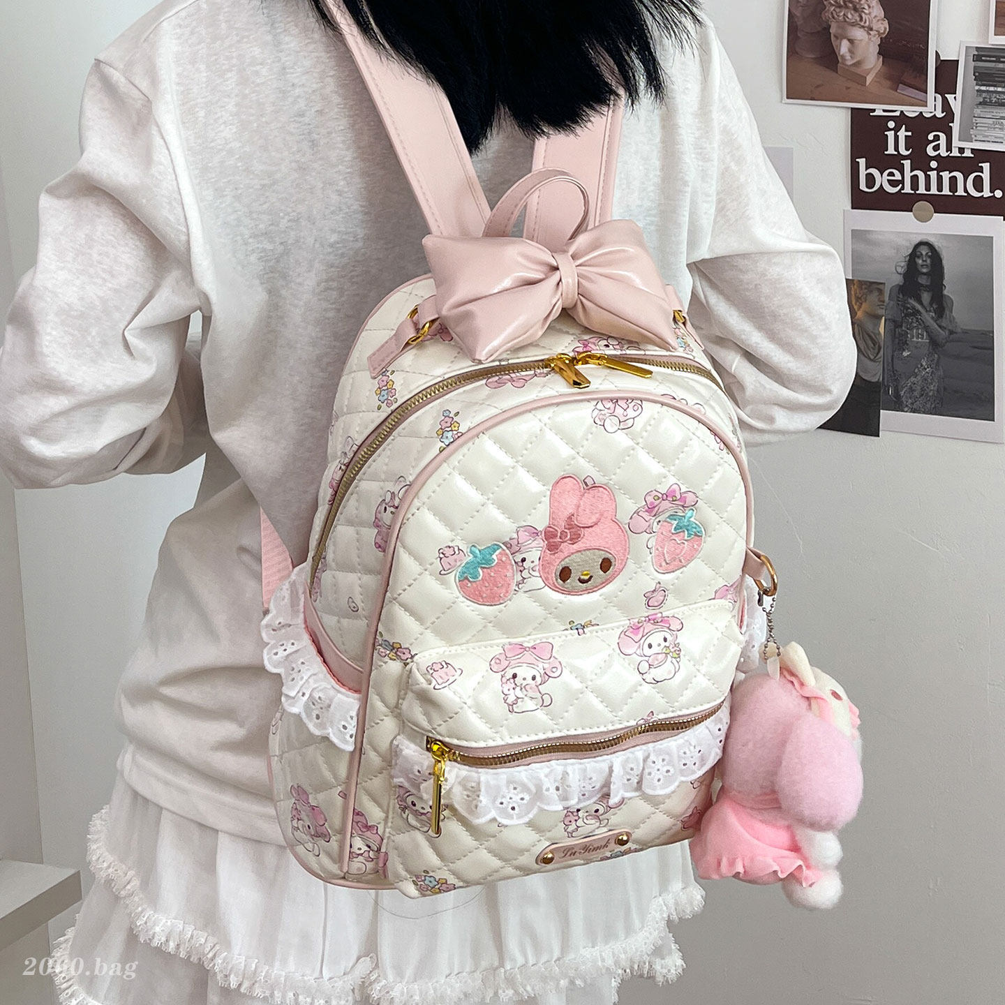 Mochila de gran capacidad 2026 mochila escolar de estilo de mujer de viaje nuevo hombro joven dulce arco estudiante impresión encantadora