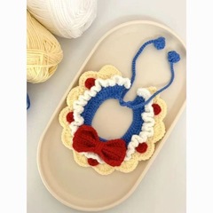ウールかぎ針編みミルクコットンかわいい猫の首輪とスカーフ DIY 自家製素材パッケージ手編みペット