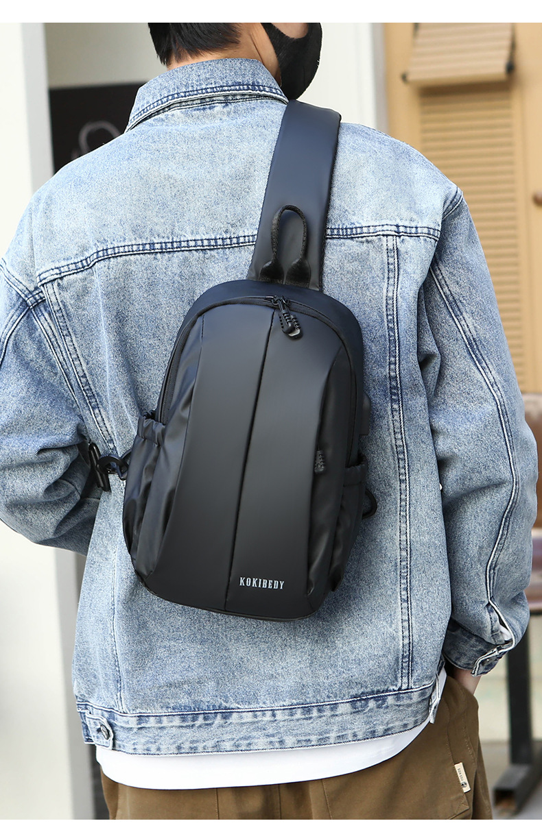 Men's crossbody bag, large-capacity chest bag, single-shoulder backpack, multi-functional men's bag, water-resistant chest bag, small bag, cross-border undefined