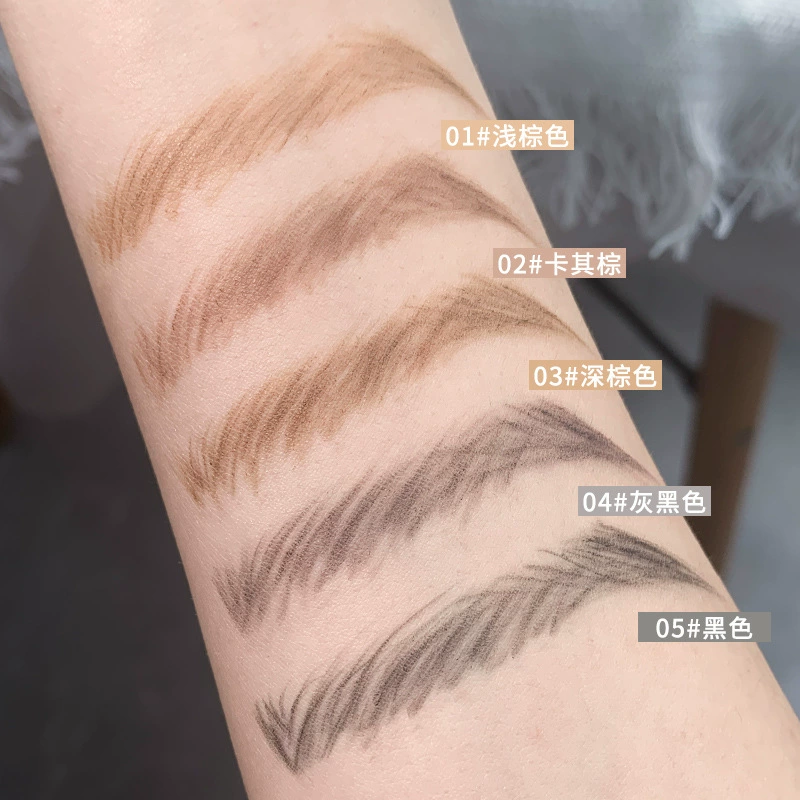 Eyebrow Pencil xixi Double-Ended Golden Slim Pen, 5 Shades with Brush, Waterproof 16 cm
