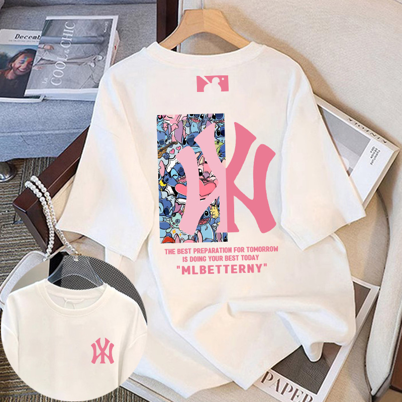 Fashionable Brand Pure Cotton White Short-Sleeved Women's T-Shirt 2025 New Summer High-End Niche Non-Contrasting Tops Large Size T-Shirt