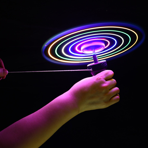 New luminous pull string flying saucer large flying saucer flying fairy bamboo dragonfly outdoor night market stall children's toys batch