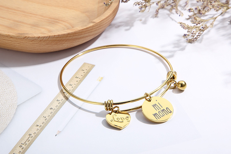 14g Weight PVD Coated 18K Gold Plated Heart Titanium Steel Fashion Waterproof Non Tarnish Titanium Steel