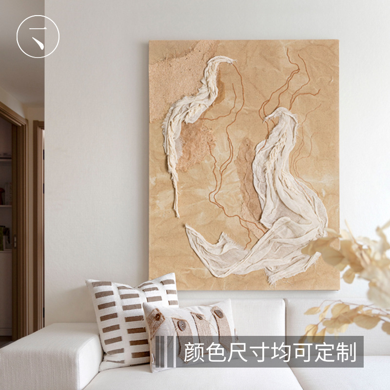 Medieval Style Hand-Painted High-End Living Room Sofa Background Wall Decoration Painting Wabi-Sabi Style Corridor Aisle Entrance Hanging Painting