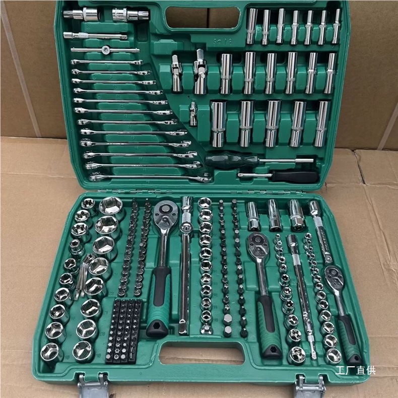 German Quality 216-Piece Auto Repair Set Multi-Functional Socket Wrench Set Combination Casing Ratchet Wrench Car Repair