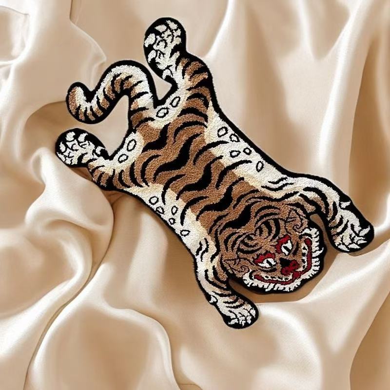 Modern Simple Tiger Flocking Carpet Living Room Sofa Coffee Table Floor Mat Study Bedroom Bedside Dirt-resistant Anti-slip Mat