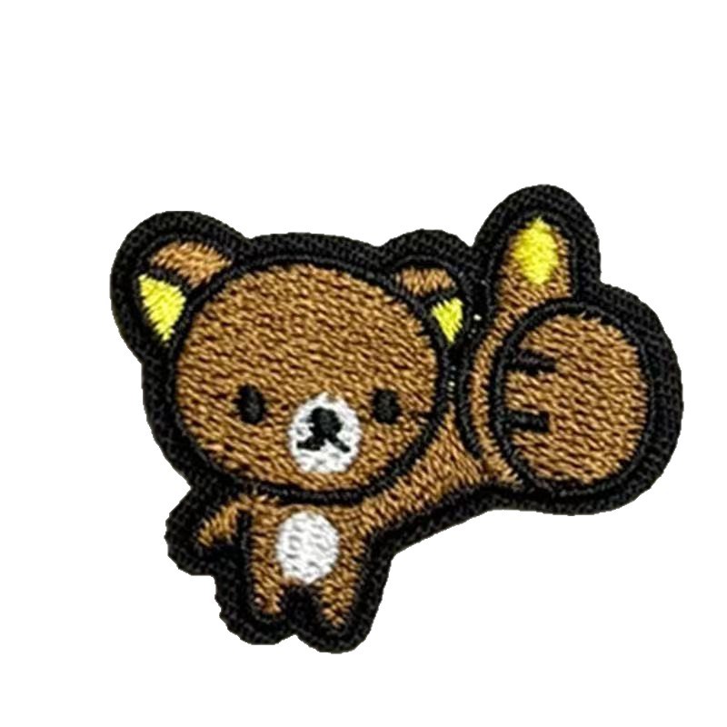 Autoadhesivo dibujos animados bordados tela pegatinas animales osos ropa agujeros fácil mano cosida velcro parche diy