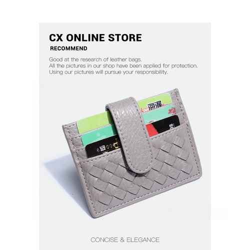 Summer new hand-woven bag solid color simple coin purse small and exquisite ultra-thin multi-card slot card holder card holder for women