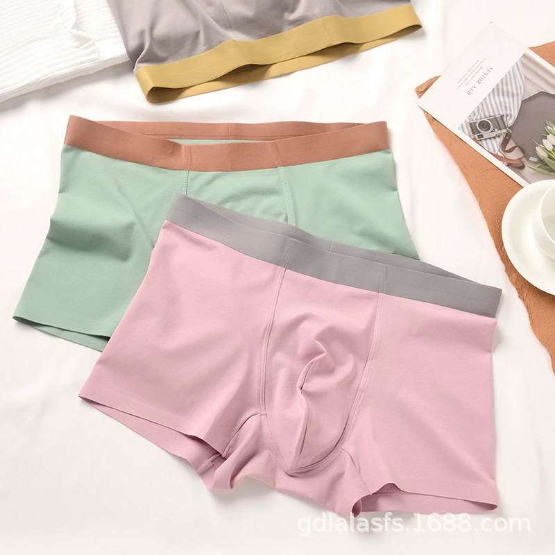 Зимние новые японские 60 синьцзянских длинноволокнистых хлопковых боксеров контрастного цвета из бесшовного хлопка для мужского нижнего белья в наличии