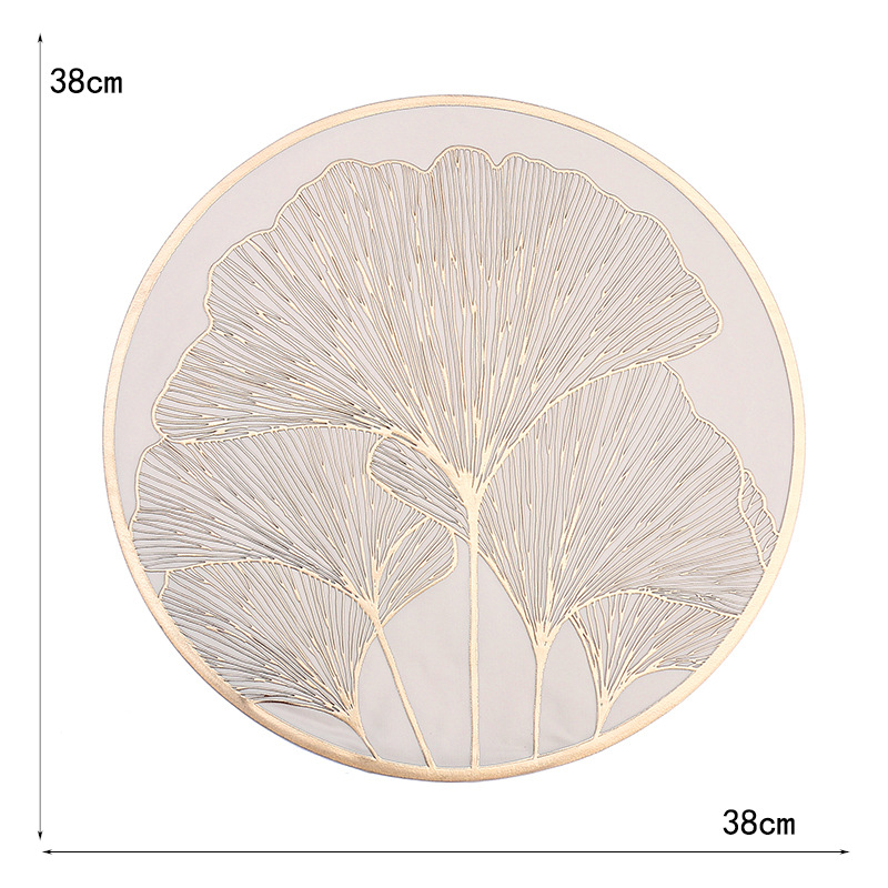 Alfombra de PVC redonda francesa transfronteriza Ginkgo creativa almohadilla de aislamiento térmico de restaurante de lujo ligero anti-escaldado almohadilla de comedor occidental superior