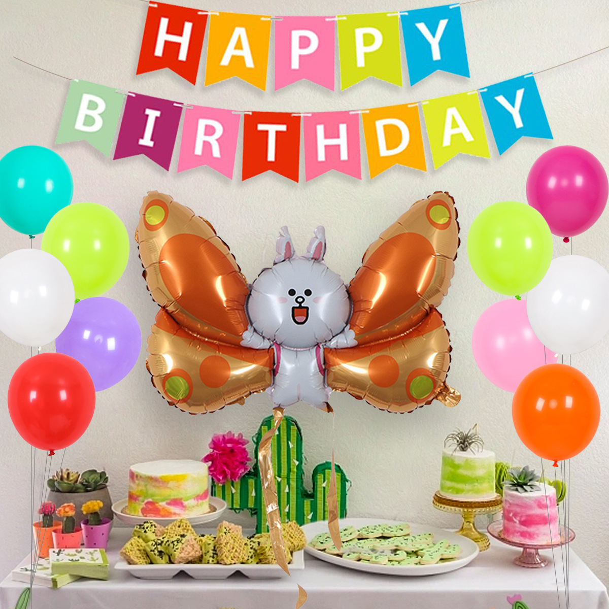 Decoración de cumpleaños del bebé decoraciones de globos traje de pared de fondo vestido de fiesta infantil traje de globo de cerdo