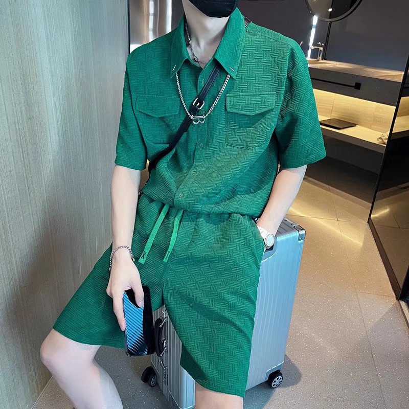 Traje de camiseta de verano para hombres, pantalones cortos de manga corta deportivos casuales de marca de moda, traje de dos piezas para hombres de moda con un conjunto de ropa, guapo