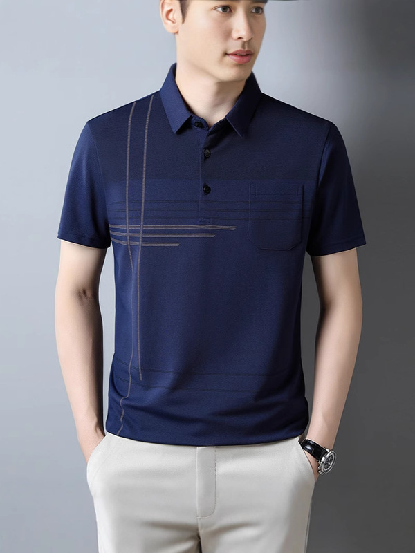 2025新しい夏中年半袖メンズtシャツお父さん夏服真 � � ポケット服通気性poloシャツメンズ|undefined