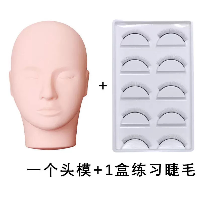 Práctica de injerto de pestañas, modelo de entrenamiento, belleza de pestañas, salón de belleza, modelo de cabeza de maniquí para principiantes, herramienta auxiliar de pestañas