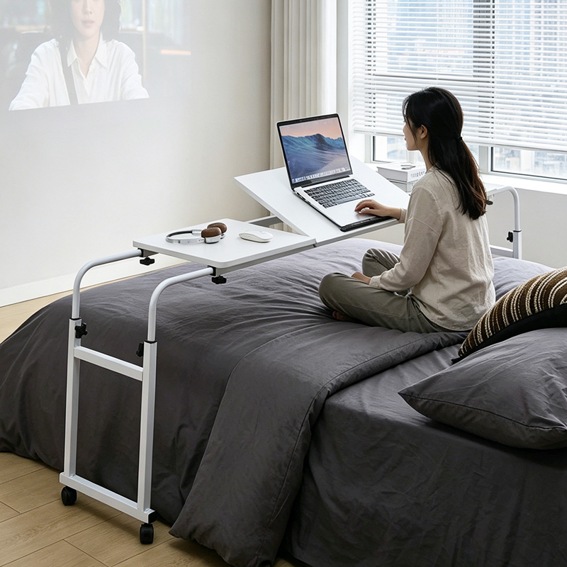 Mesa de cama de doble escritorio elevable móvil perezosa mesa de lado de la cama del dormitorio escritorio de computadora de oficina