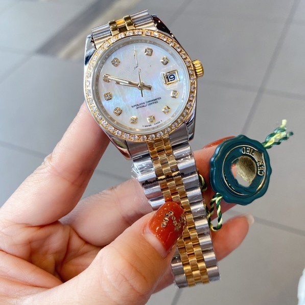 Laojia Diary Fully Automatic Mechanical Watch Men's and Women's Watch Retro Women's Watch Classic Sapphire Rhinestone Stainless Steel Watch