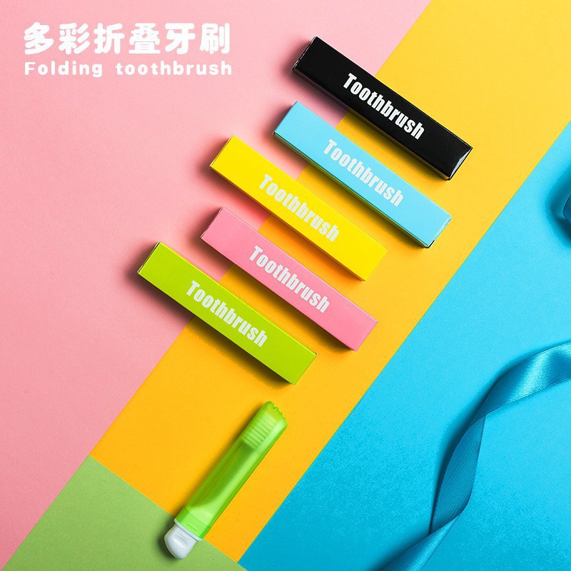 Cepillo de dientes para adultos de lana suave y plegable colorido de forma independiente, cabeza pequeña, regalo de viaje portátil, cepillo de dientes plegable de viaje para el hogar