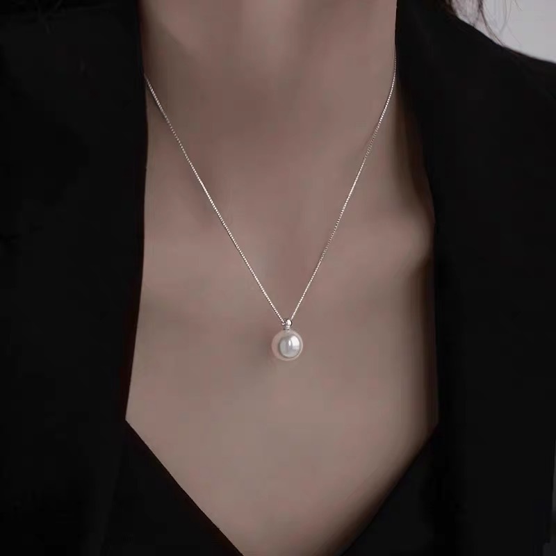 碎银小方块小众设计感珍珠项链女百搭925纯银锁骨链不掉色配饰女|undefined