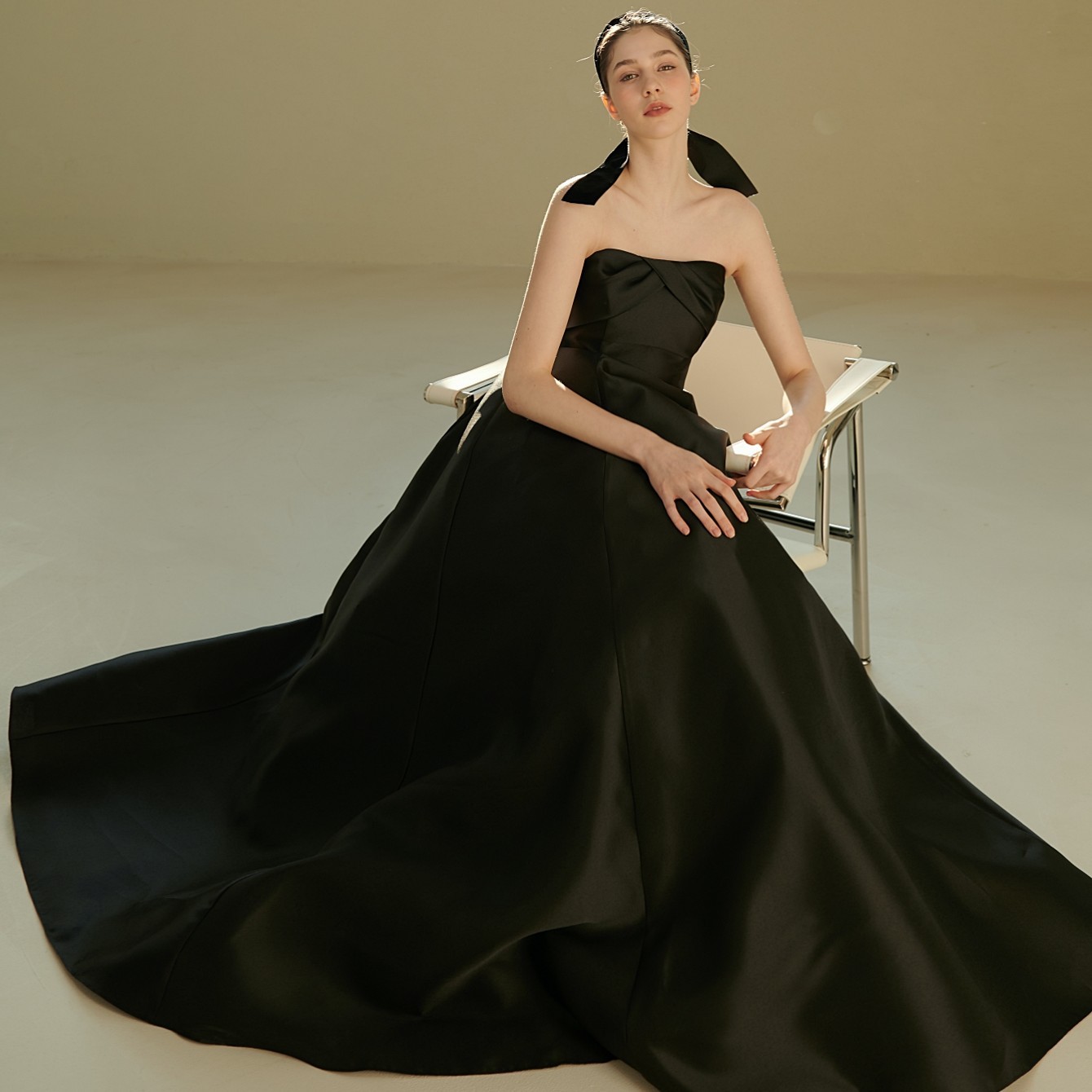 French Light Wedding Dress Satin Simple Strapless High-end Hepburn Bride Engagement License Birthday Banquet Evening Dress