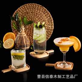 创意实木杯垫带手柄球拍造型咖啡杯垫酒吧饮料啤酒杯托碗碟隔热垫