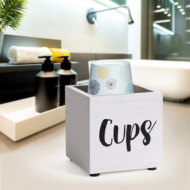 Customized Wooden Cup Holder Disposable Paper Cup Cup Taker Bathroom Cup Divider Desktop Cosmetics Wooden Box