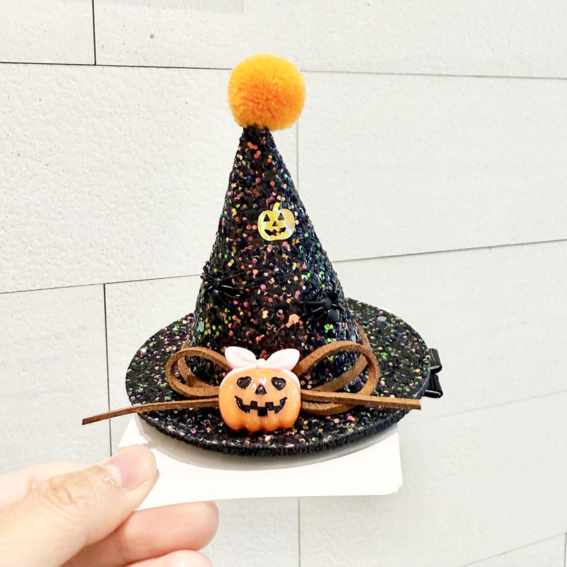 2025 クロスボーダー新製品ハロウィン帽子ヘアピン子供のゴーストフェスティバルドレスアップカボチャゴーストウィザード帽子帽子クリップ|undefined